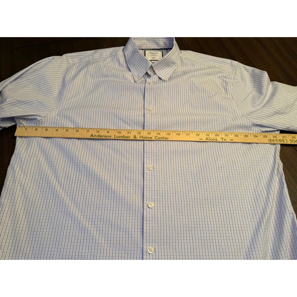 Charles Tyrwhitt Mens 18/35 Blue White Micro Check Non-Iron Classic Fit Shirt - Picture 6 of 8